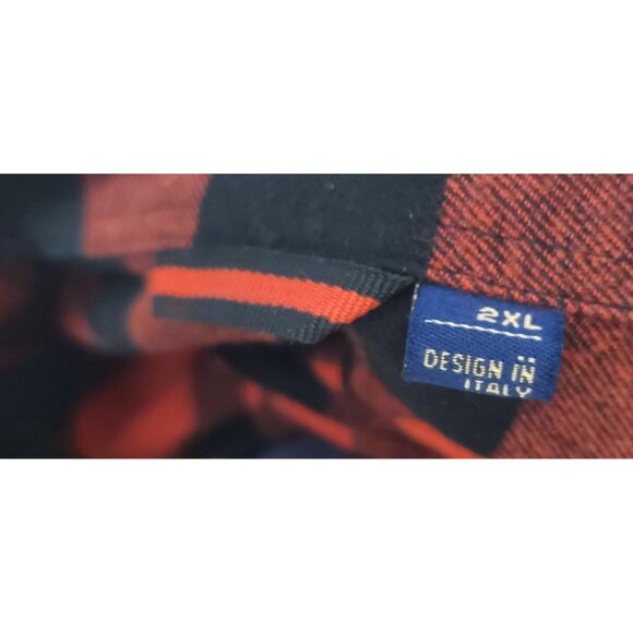 DESIGN IN ITALY MENS RED AND BLACK PLAID FLANNEL SHIRT SIZE 2X NWOT - Picture 2 of 7